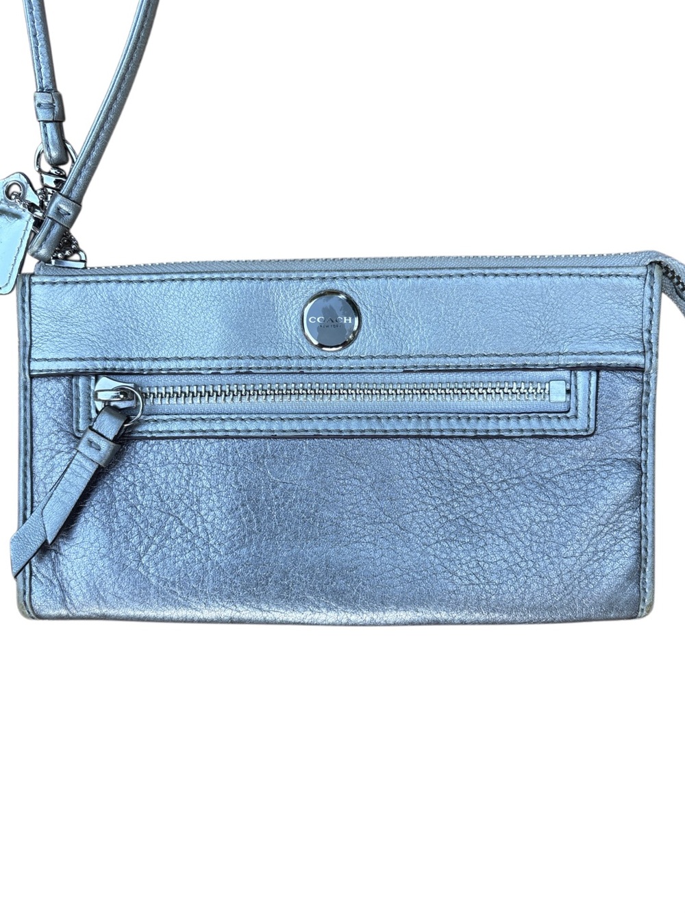 Coach Legacy Slim Wristlet Metallic Silver Leather 65th Anniversary - Picture 3 of 8
